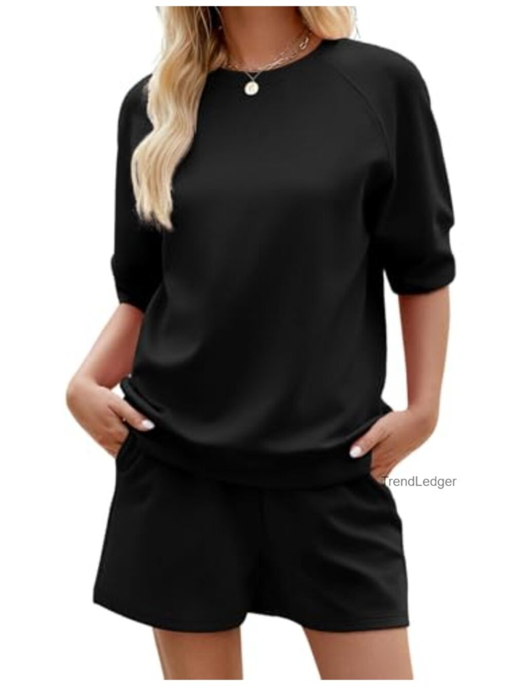 Women's 2 Piece Lounge Set Short Sleeve Top and Wide Leg Shorts Loungewear
